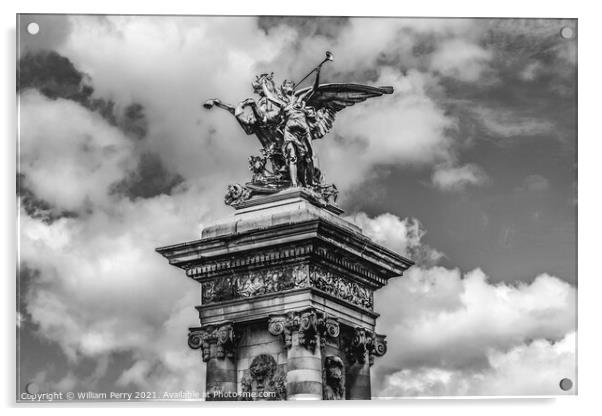 Winged Horse Statue Pont Bridge Alexandre III Paris France Acrylic by William Perry