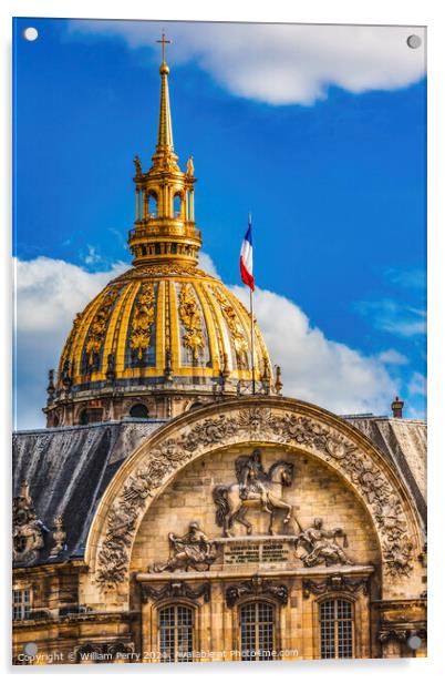 North Portal Golden Dome Church Les Invalides Paris France Acrylic by William Perry