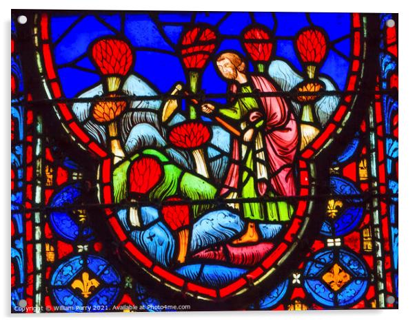 Farmers Flowers Stained Glass Sainte Chapelle Paris France Acrylic by William Perry