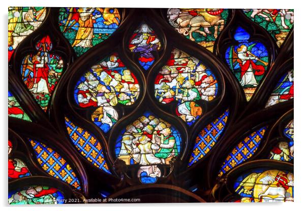 King Louis 9th Rose Window Stained Glass Sainte Chapelle Paris F Acrylic by William Perry
