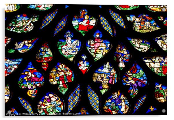 Biblical Medieval Stories Rose Window Stained Glass Sainte Chape Acrylic by William Perry
