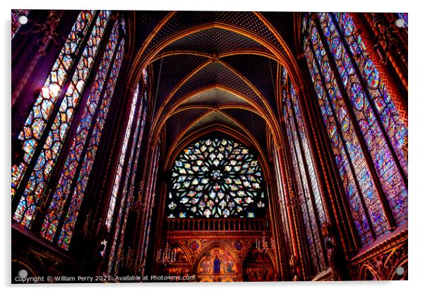 Rose Window Stained Glass Cathedral Ceiling Sainte Chapelle Pari Acrylic by William Perry