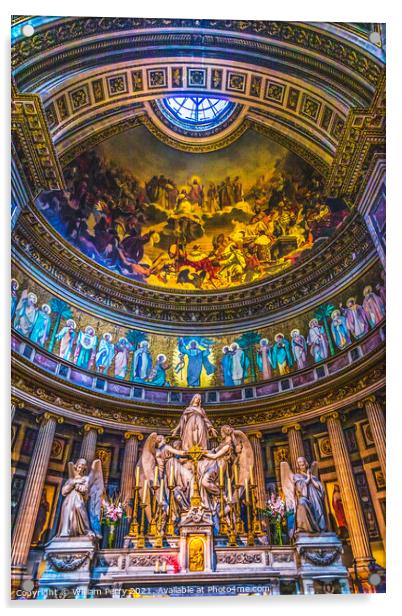 Altar Mary Angels Statues La Madeleine Church Paris France Acrylic by William Perry