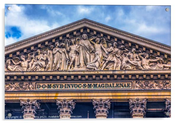 Jesus Final Judgement Statues La Madeleine Church Paris France Acrylic by William Perry