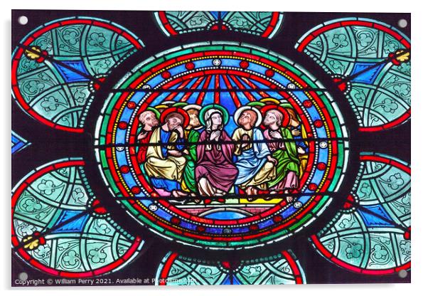 Mary Jesus Stained Glass Notre Dame Cathedral Paris France Acrylic by William Perry
