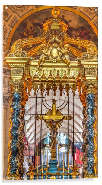 Golden Cross Altar Church Les Invalides Paris France Acrylic by William Perry