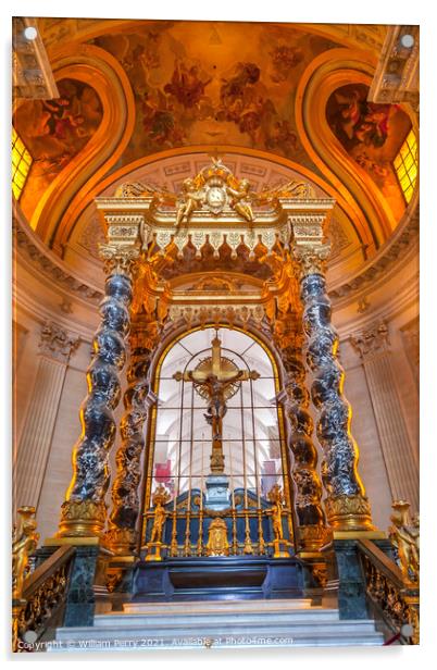 Golden Cross Altar Church Les Invalides Paris France Acrylic by William Perry