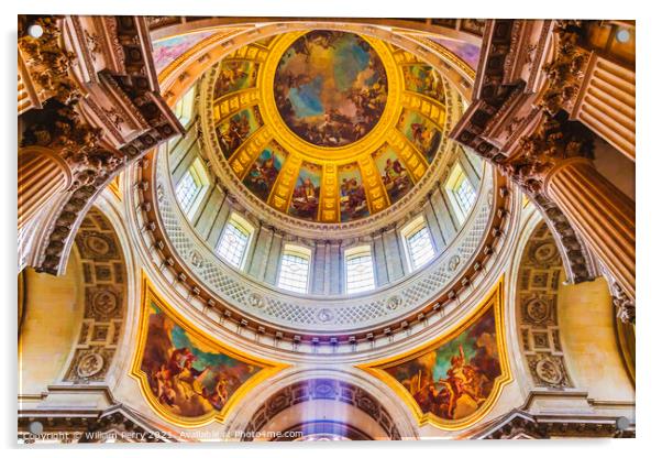 Dome Interior Paintings Church Les Invalides Paris France Acrylic by William Perry