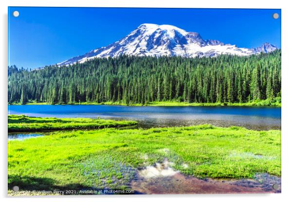 Reflection Lake Paradise Mount Rainier National Park Washington Acrylic by William Perry