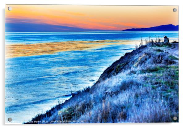 Eilwood Mesa Sand Dune Lovers Pacific Ocean Sunset Goleta Califo Acrylic by William Perry