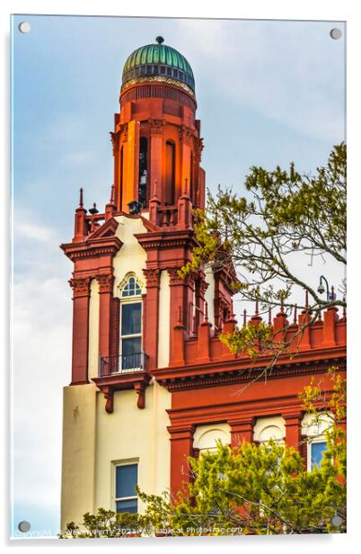 Red White Ofifice Building St Augustine Florida  Acrylic by William Perry