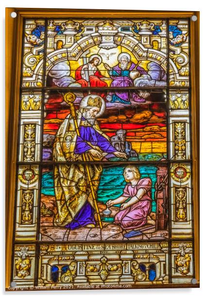 Saint Augustine Child Stained Glass Cathedral Saint Augustine Fl Acrylic by William Perry