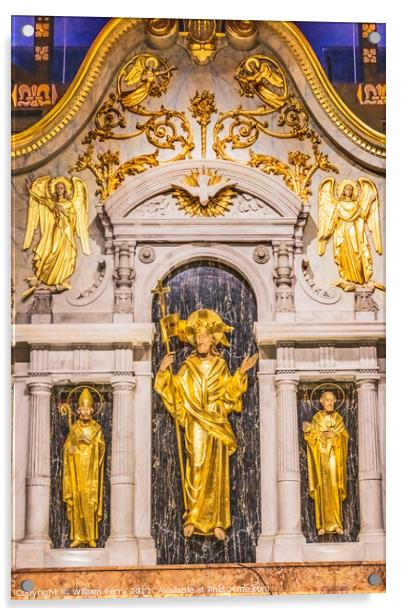 Golden Statues Angels Altar Saint Augustine Florida Acrylic by William Perry