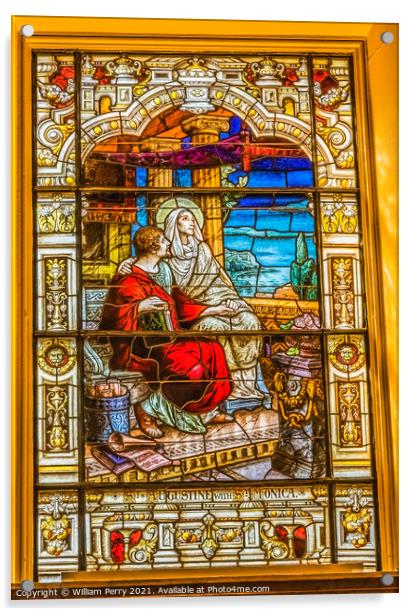 Saint Augustine Monica Stained Glass Cathedral Saint Augustine Florida Acrylic by William Perry