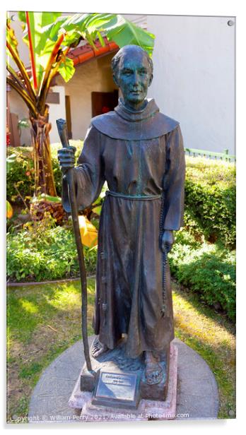 Father Junipero Serra Statue Mission San Buenaventura Ventura Ca Acrylic by William Perry
