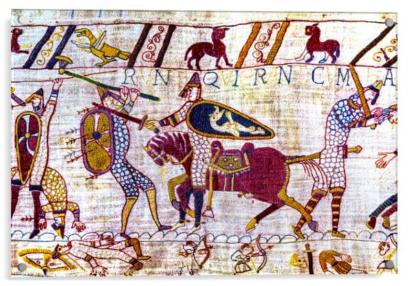 Battle Hastings Bayeux Tapestry Normandy France Acrylic by William Perry