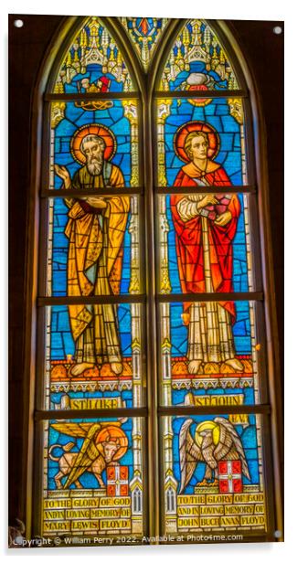 Saints Luke John Stained Glass Church Saint Augustine Florida Acrylic by William Perry