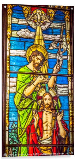 Jesus Baptism Stained Glass Trinity Church Saint Augustine Acrylic by William Perry