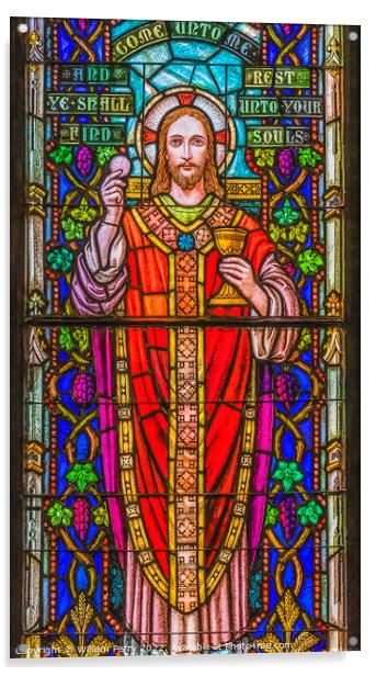 Jesus Invitation Eucharist Stained Glass Church Saint Augustine  Acrylic by William Perry