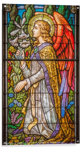 Angel Stained Glass Trinity Parish Church Saint Augustine Florida Acrylic by William Perry