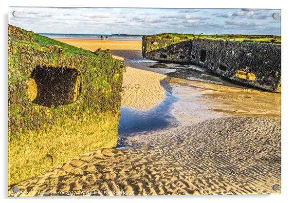Old Ramp Beach Mulberry Harbor Arromanches-les-Bains Normandy Fr Acrylic by William Perry