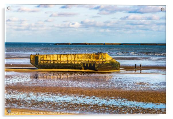 Ramp Beach Mulberry Harbor Arromanches-les-Bains Normandy France Acrylic by William Perry