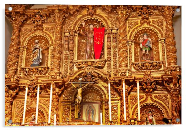 Golden Altar Serra Chapel Mission San Juan Capistrano Church Cal Acrylic by William Perry