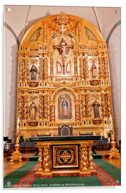 Golden Altar Mission Basilica San Juan Capistrano California Acrylic by William Perry