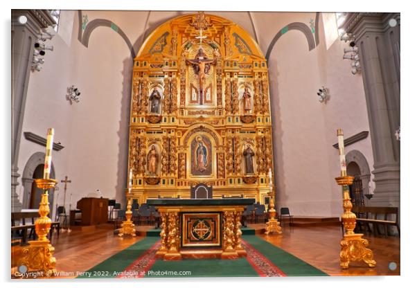 Golden Altar Mission Basilica San Juan Capistrano Church Califor Acrylic by William Perry