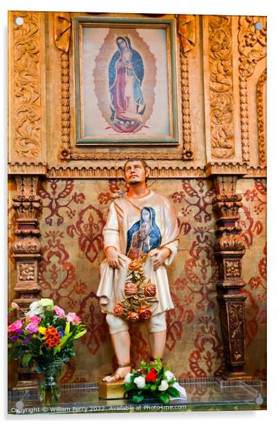 Juan Diego Statute Guadalupe Shrine Mission Basilica San Juan Ca Acrylic by William Perry