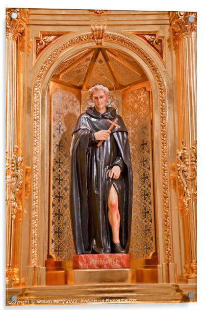 St Peregrine Statue Mission Basilica San Juan Capistrano Church Acrylic by William Perry