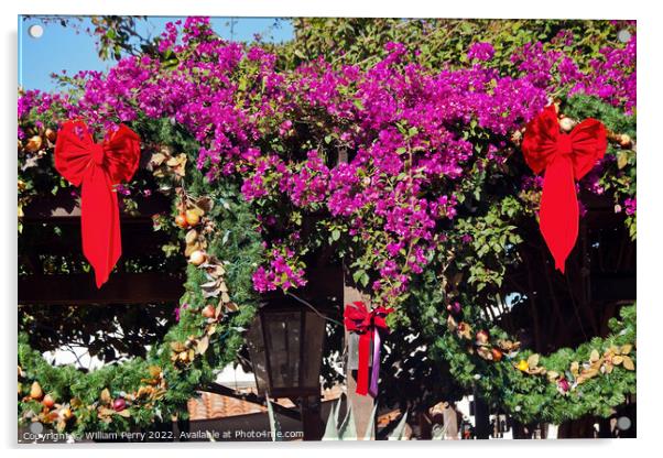 Christmas Wreaths Bougainvillea Old San Diego California Acrylic by William Perry