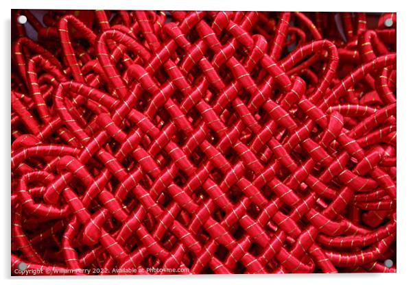 Chinese Red Good Luck Knot Ornament Beijing China Acrylic by William Perry