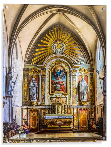 Altar Saint Mary Church Basilica St Marie Eglise Normandy France Acrylic by William Perry