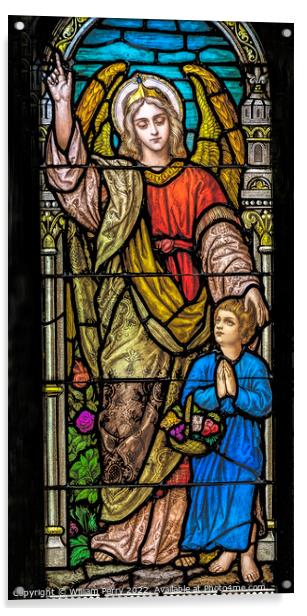 Angel Child Stained Glass Saint Mary Basilica Phoenix Arizona Acrylic by William Perry