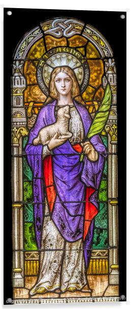 Saint Agnes Stained Glass Saint Mary Basilica Phoenix Arizona Acrylic by William Perry