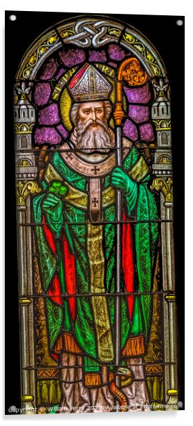 Saint Patrick Stained Glass Saint Mary Basilica Phoenix Arizona Acrylic by William Perry