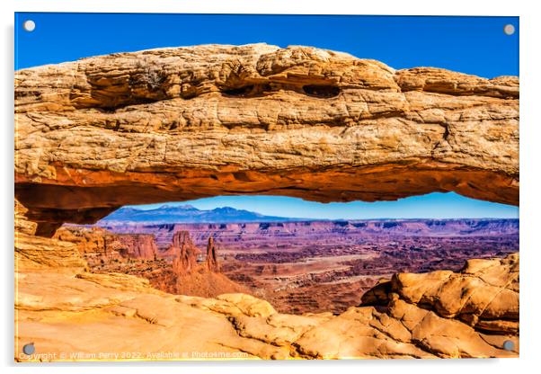 Mesa Arch Rock Canyonlands National Park Moab Utah  Acrylic by William Perry