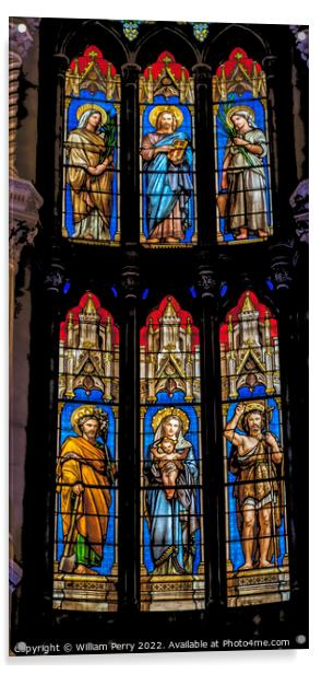 Jesus Mary Stained Glass Saint Perpetue Church Nimes France Acrylic by William Perry