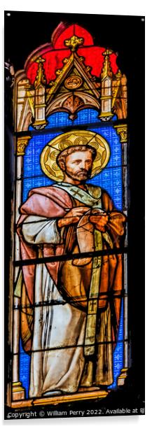 Saint Augustine Stained Glass Saint Perpetue Church Nimes France Acrylic by William Perry