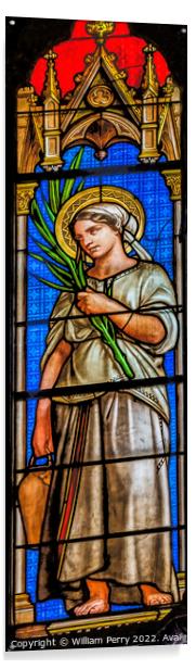 Saint Felicite Stained Glass  Saint Perpetue Church Nimes Gard F Acrylic by William Perry