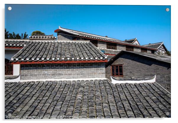 Roofs Ancient Town Guiyang Guizhou China Acrylic by William Perry