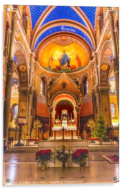 Basilica Fresco Altar Saint Paul Church Nimes Gard France Acrylic by William Perry