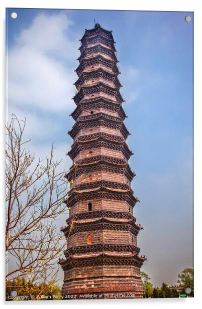 Ancient Iron Buddhist Pagoda Kaifeng Henan China Acrylic by William Perry