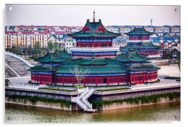Ancient Temple Buildings Jinming Lake Kaifeng Henan China Acrylic by William Perry