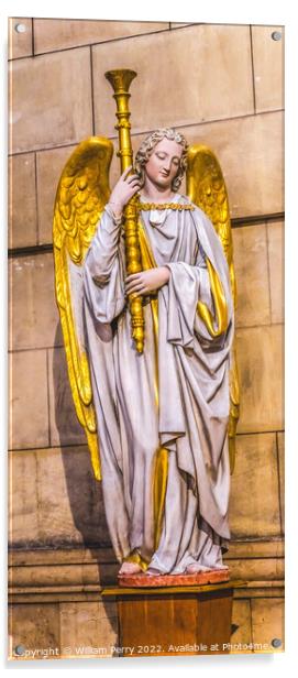 Angel Statue Cathedral Saint Mary Mejor Marseille France Acrylic by William Perry