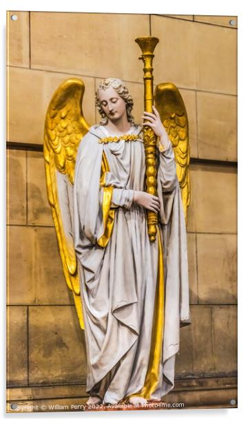 Angel Statue Cathedral Saint Mary Mejor Basilica Marseille Franc Acrylic by William Perry