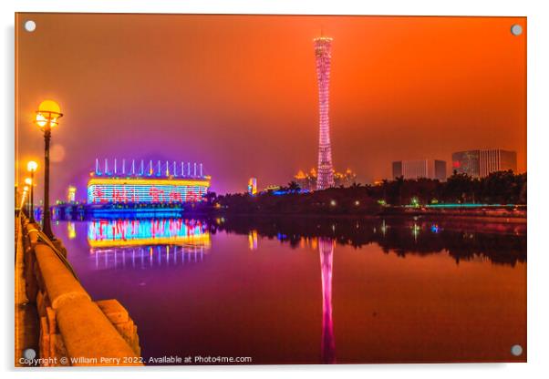 Canton Tower Sports Stadium  Pearl River Guangzhou Guangdong Pro Acrylic by William Perry