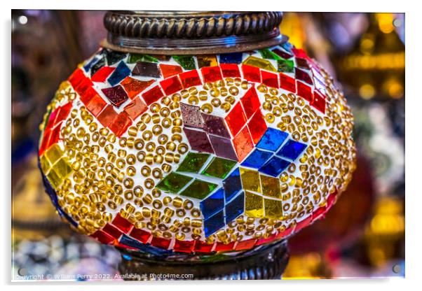 Colorful Turkish Mosaic Lamp Little Havana Miami Florida Acrylic by William Perry