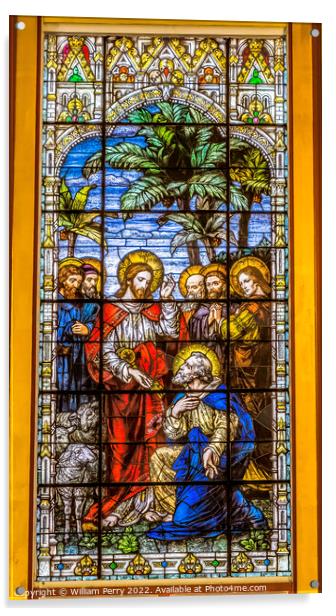Jesus Keys Peter Stained Glass Gesu Church Miami Florida Acrylic by William Perry